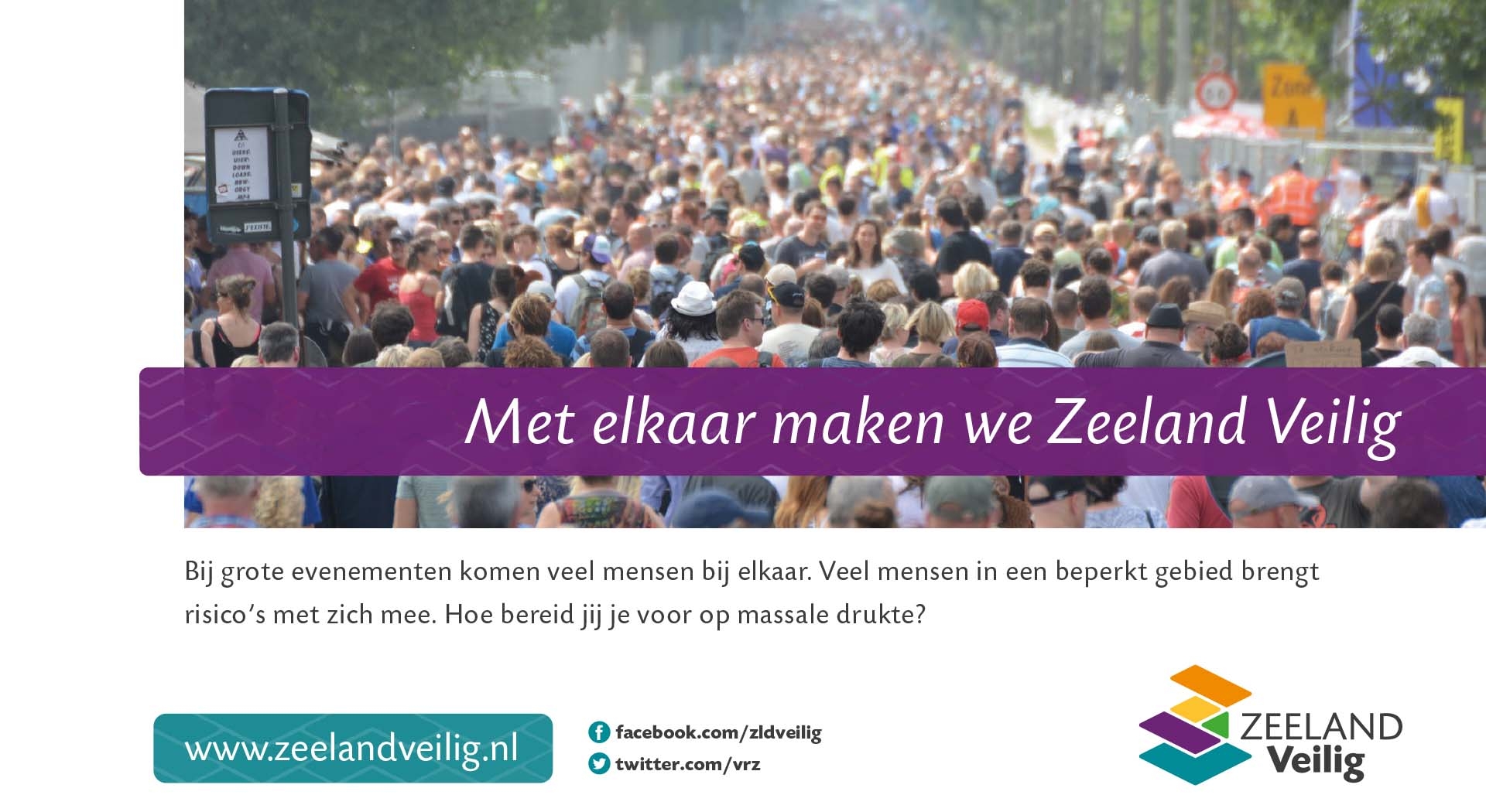 Poster Zeeland Veilig - Massale drukte en paniek (liggend 16:9) 2021